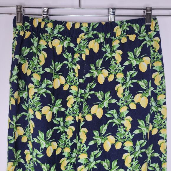 LOFT Lemon Print Linen Pants Size MP Cropped Ankle Wide Leg Pockets Novelty - Picture 7 of 9